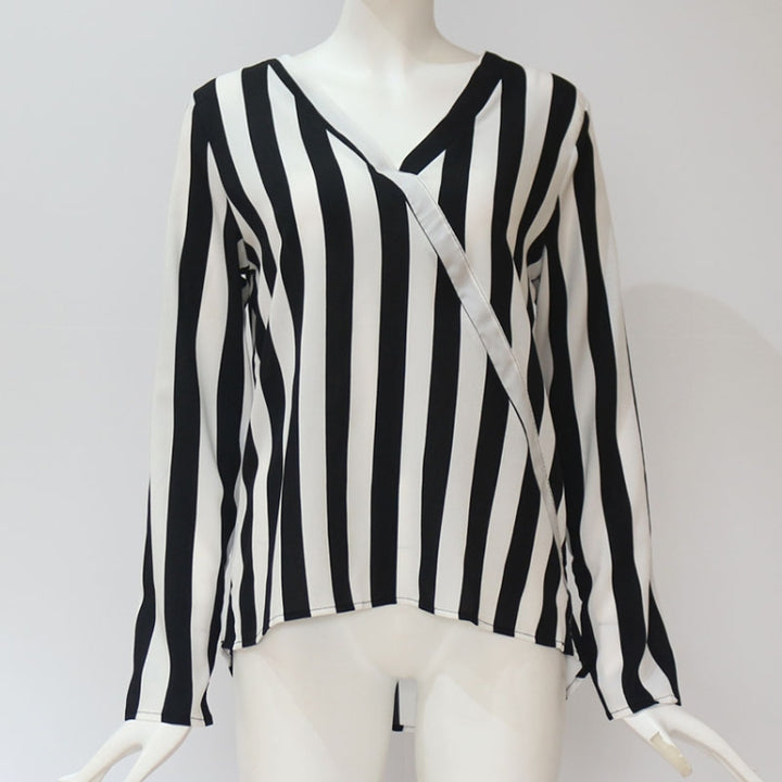 Women Striped Shirt Long Sleeve V-neck Shirts Casual Tops Blouse, S, M, L, XL, XXL, XXXL