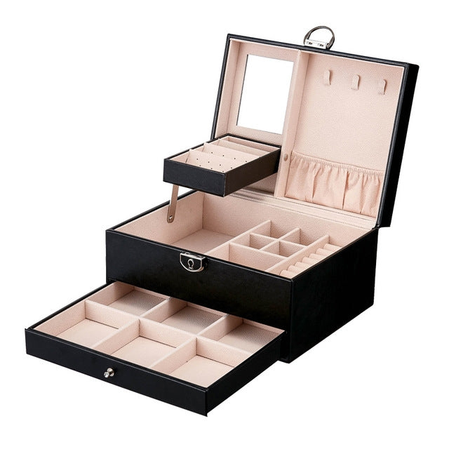 Multi-Function Storage Box Leather Jewelry Box Multi-Layer Large-Capacity Jewelry Organizer