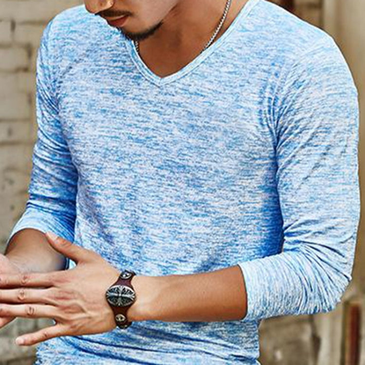 Slim Streetwear V-neck T Shirt Casual Fitness Tops Long Sleeve Pullover Shirt for Men, M, L, XL, XXL, XXXL