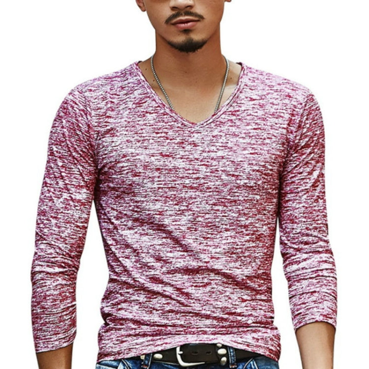 Slim Streetwear V-neck T Shirt Casual Fitness Tops Long Sleeve Pullover Shirt for Men, M, L, XL, XXL, XXXL