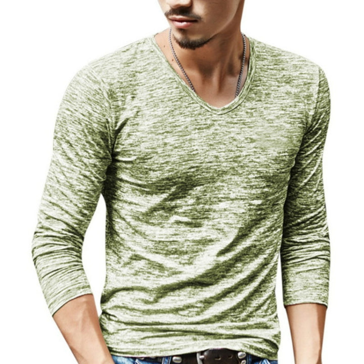 Slim Streetwear V-neck T Shirt Casual Fitness Tops Long Sleeve Pullover Shirt for Men, M, L, XL, XXL, XXXL