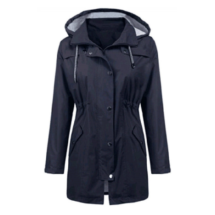 Casual  Women Waterproof Waist Hooded Long Coat, S, M, L, XL