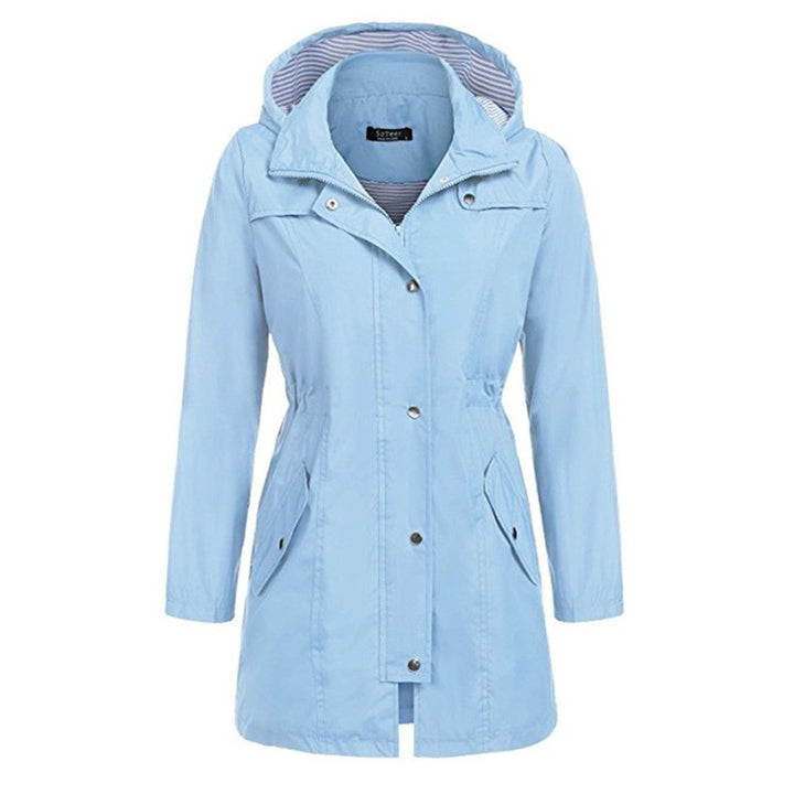 Casual  Women Waterproof Waist Hooded Long Coat, S, M, L, XL