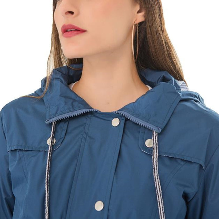 Casual  Women Waterproof Waist Hooded Long Coat, XXL