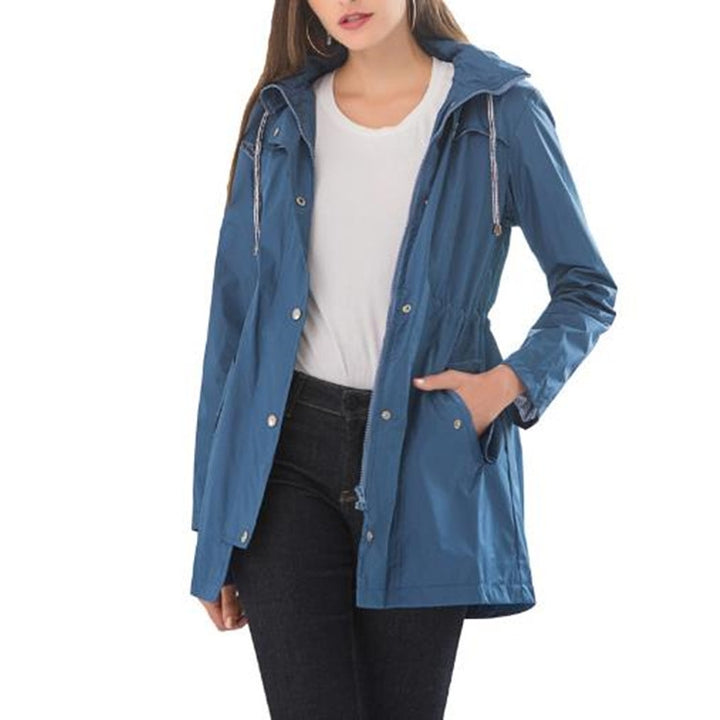 Casual  Women Waterproof Waist Hooded Long Coat, XXL