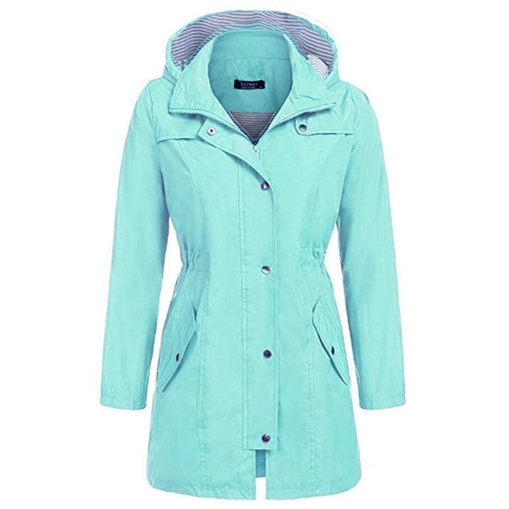 Casual  Women Waterproof Waist Hooded Long Coat, XXL