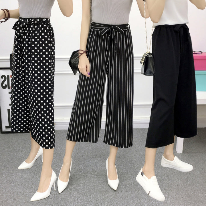 Wide Leg Pants Female Summer High Waist Was Thin Ladies Casual Pants, M, L