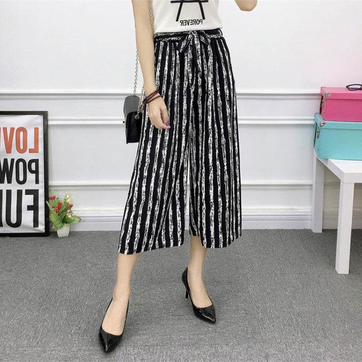 Wide Leg Pants Female Summer High Waist Was Thin Ladies Casual Pants, M, L