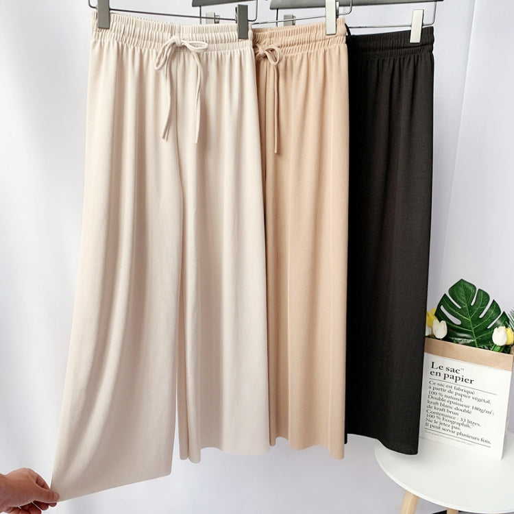 Ice Silk Knit Pants Fall Wide Leg Pants Female High Waist Loose Casual Pants High Waist Nine Points, One Size