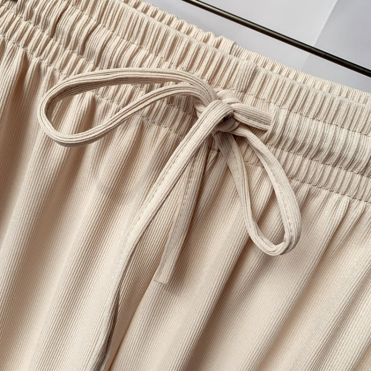 Ice Silk Knit Pants Fall Wide Leg Pants Female High Waist Loose Casual Pants High Waist Nine Points, One Size