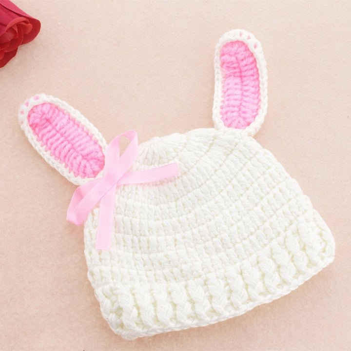 Cartoon Rabbit Shape Bow-knot Hand-knitted Wool Hat + Underwear Children Photography Clothing Set