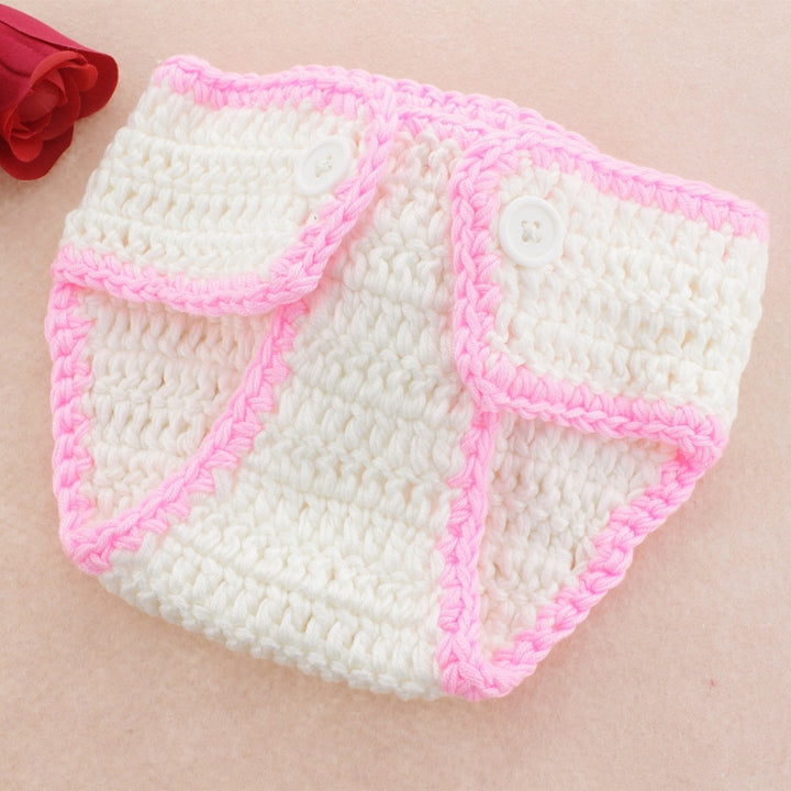 Cartoon Rabbit Shape Bow-knot Hand-knitted Wool Hat + Underwear Children Photography Clothing Set