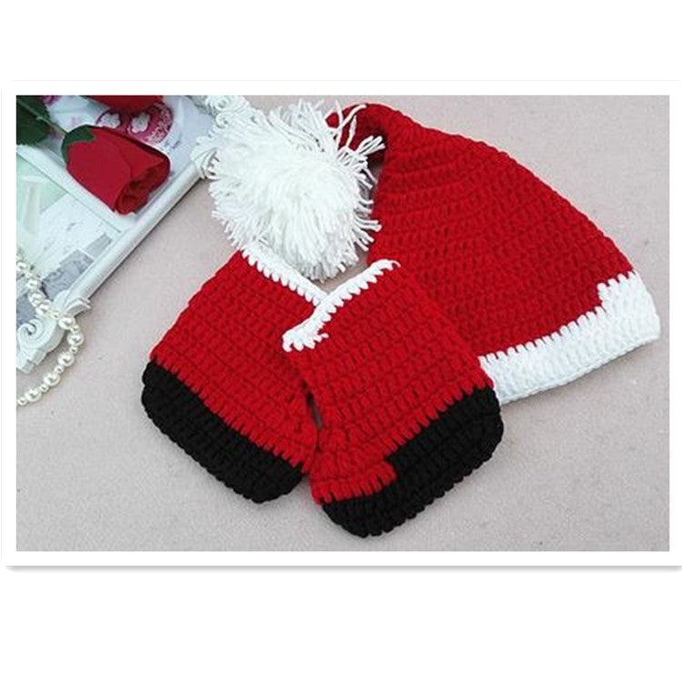 Babies Photography Clothing Christmas Clothing Set Hand-knitted Wool Hat + Overalls Shorts + Socks