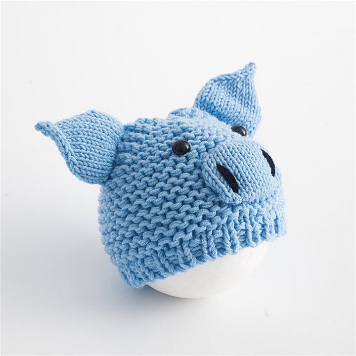 Newborn Babies Photography Clothing Cartoon Pig Shape Woolen Knit Cap, 0-3 Months