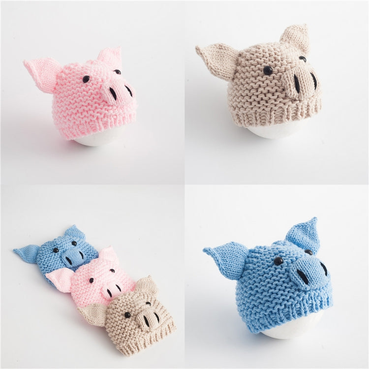 Newborn Babies Photography Clothing Cartoon Pig Shape Woolen Knit Cap, 0-3 Months