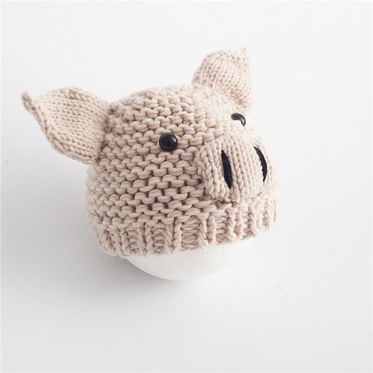 Newborn Babies Photography Clothing Cartoon Pig Shape Woolen Knit Cap, 0-3 Months