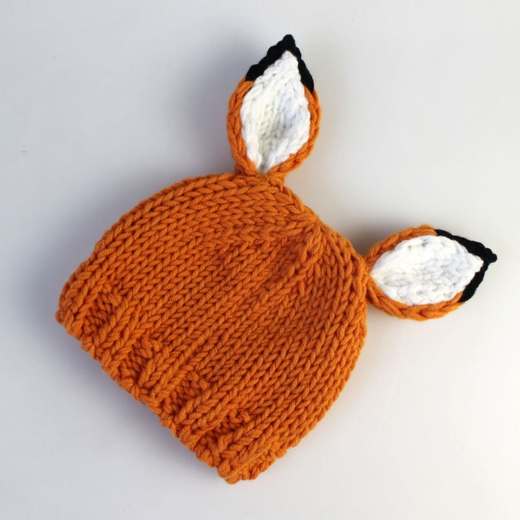 Children Photography Clothing Cartoon Fox Shape Handmade Wool Knit Hat + Pants Set, 0-3月