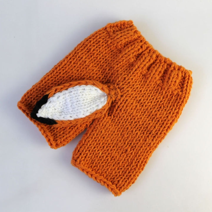 Children Photography Clothing Cartoon Fox Shape Handmade Wool Knit Hat + Pants Set, 0-3月