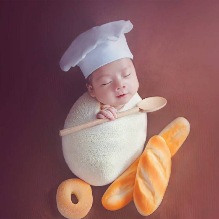 Newborn Babies Photography Clothing Chef Theme Set, White, A Knives (5 Sets), B Shovel (5 Sets), Flower 1, Small Bag 1, Skull 1, Hamburger 1, Bread 2 Pieces, Doughnut 1, Long Bread, Wooden Spoon 1, Rolling Pin 1, Wood Egg 1, Wrap 1, Artboard Chef