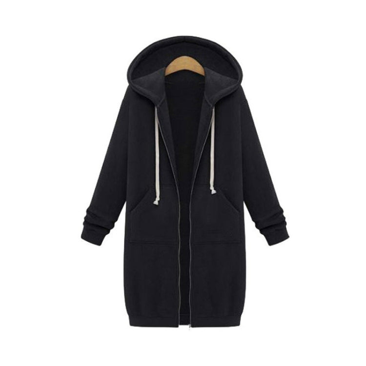 Women Hooded Long Sleeved Sweater In The Long Coat, L, XL