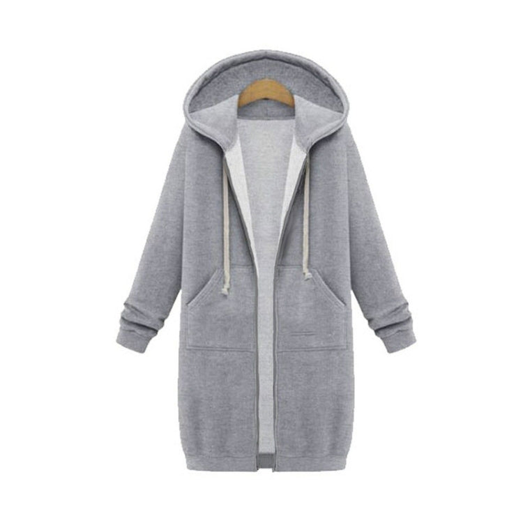 Women Hooded Long Sleeved Sweater In The Long Coat, L, XL