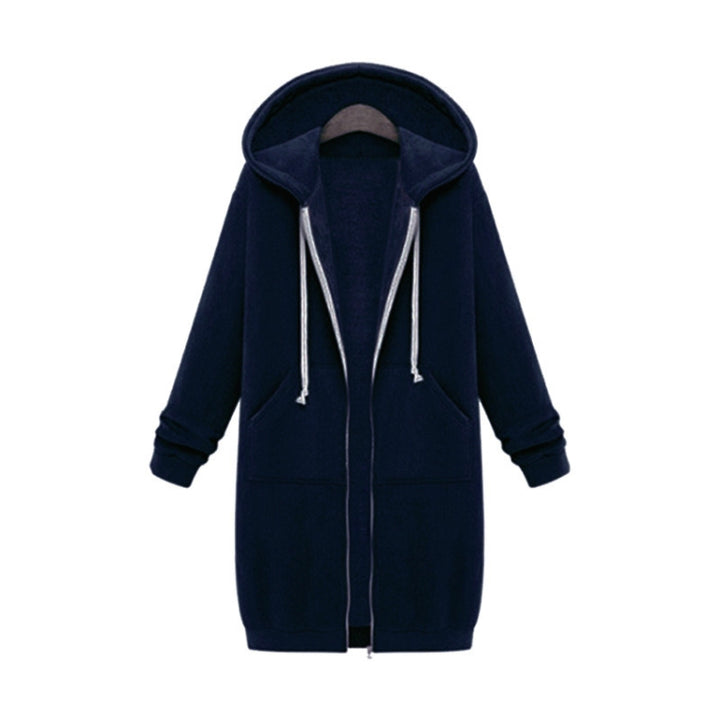 Women Hooded Long Sleeved Sweater In The Long Coat, L, XL