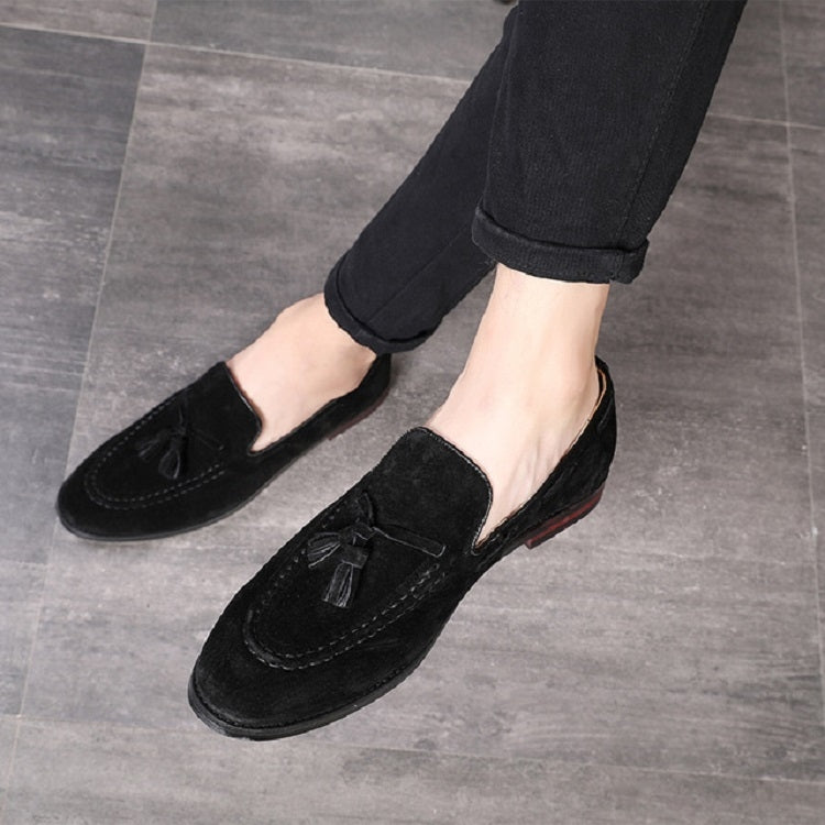 Men Leather Shoes Suede Tassels Slip-on Peas Shoes, 37, 38, 39, 40, 41, 42, 43, 44, 45, 46