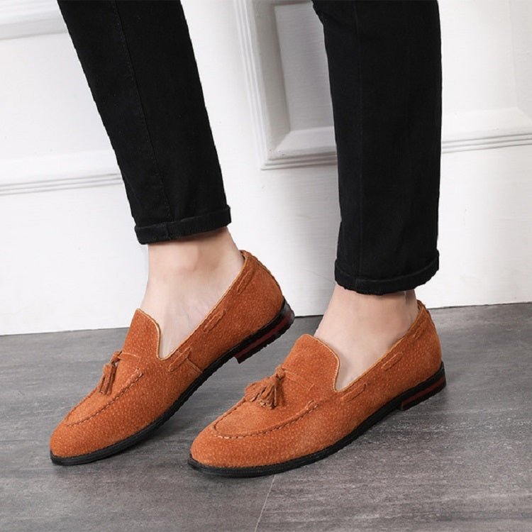 Men Leather Shoes Suede Tassels Slip-on Peas Shoes, 37, 38, 39, 40, 41, 42, 43, 44, 45, 46