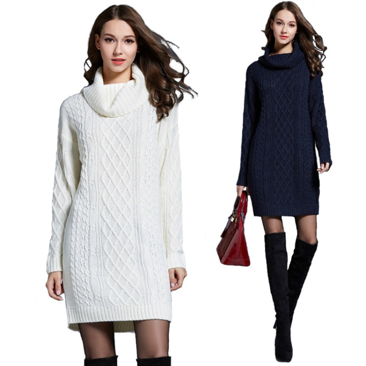 Autumn And Winter Knitwear Dresses Long Turtleneck Sweater For Women, M, L, XL, XXL, XXXL