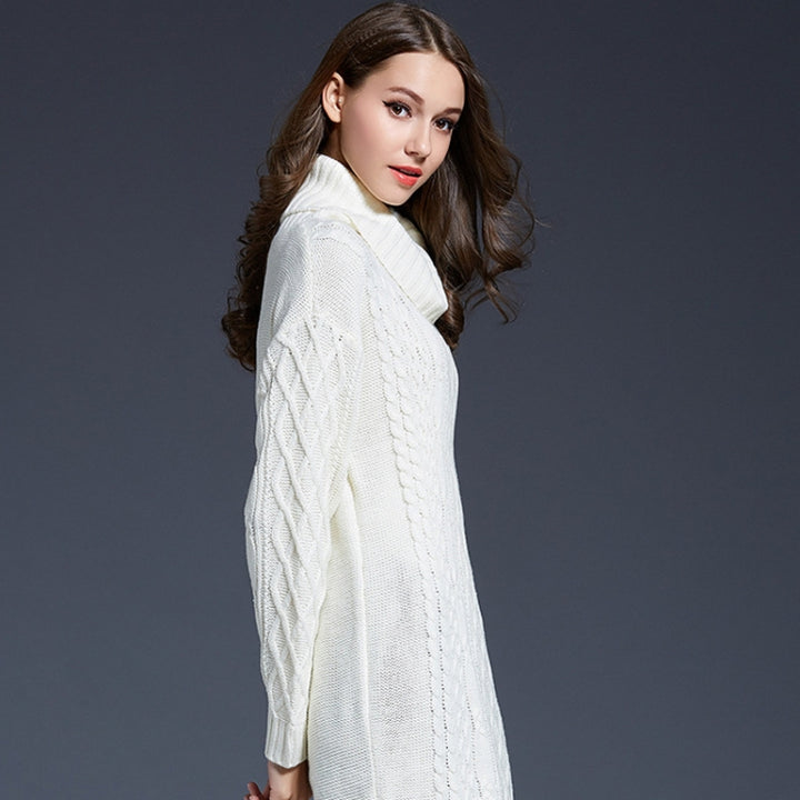 Autumn And Winter Knitwear Dresses Long Turtleneck Sweater For Women, M, L, XL, XXL, XXXL