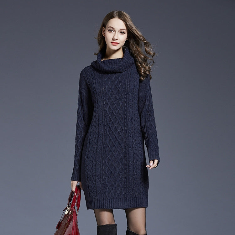 Autumn And Winter Knitwear Dresses Long Turtleneck Sweater For Women, M, L, XL, XXL, XXXL