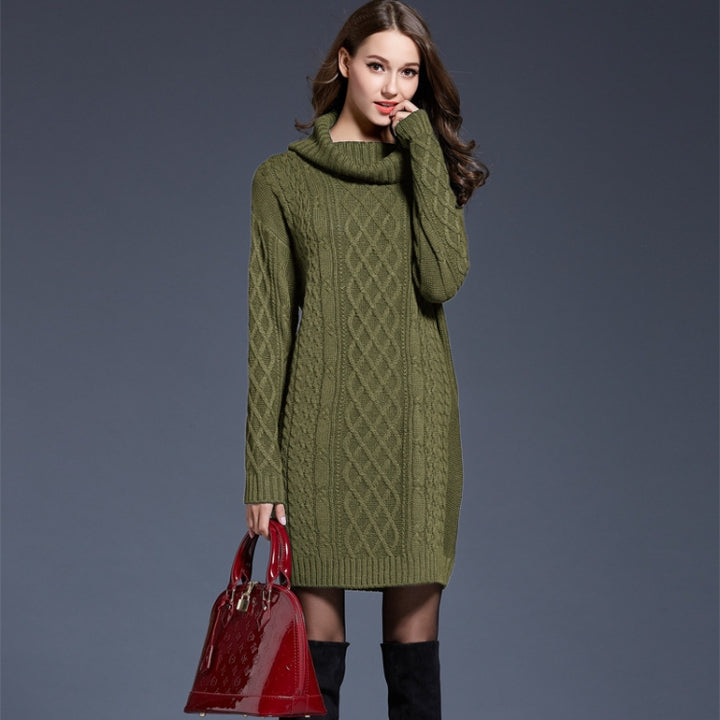 Autumn And Winter Knitwear Dresses Long Turtleneck Sweater For Women, M, L, XL, XXL, XXXL