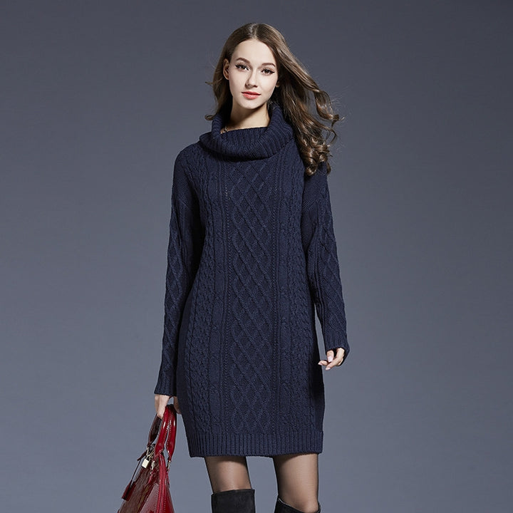 Autumn And Winter Knitwear Dresses Long Turtleneck Sweater For Women, XXXXL