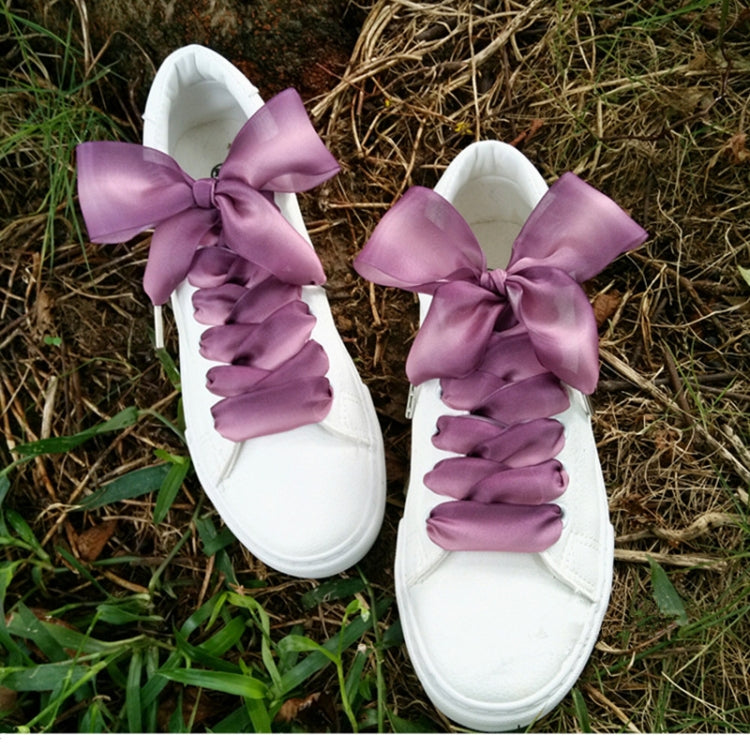 Gradient Color 4cm Width Satin Silk Ribbon Shoelaces Sneaker Sport Shoes White Shoes Laces, 60cm, 80cm, 100cm, 110cm