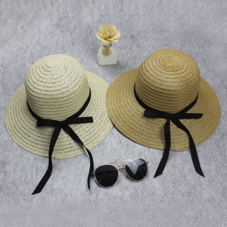 Grass Woven Wide-brimmed Foldable Hat Beach Sun Hat with bow for Women