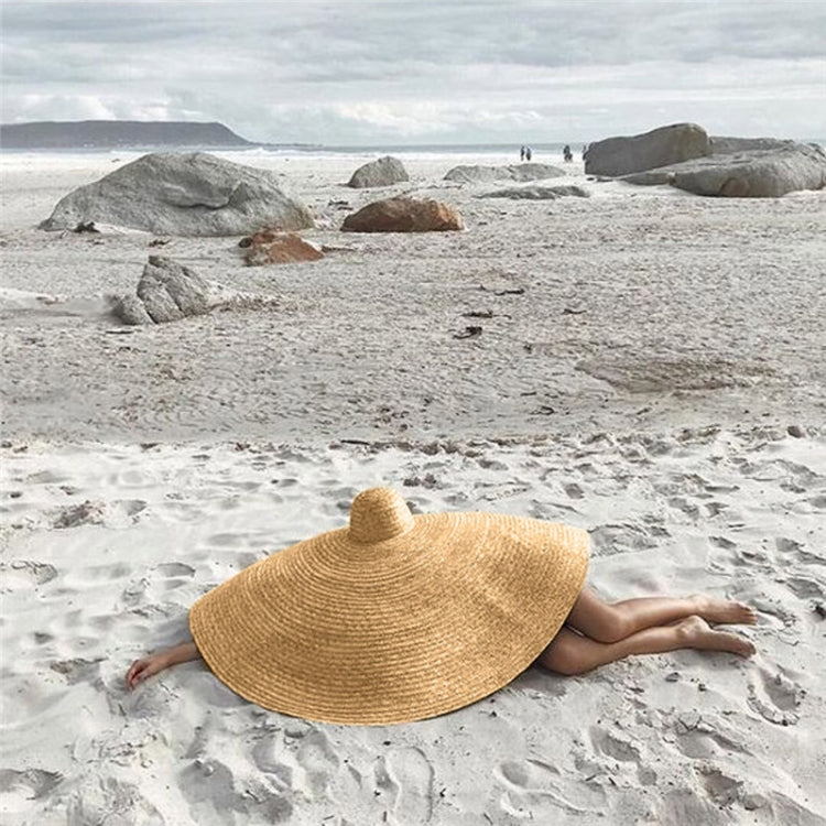 Oversized Fashion Straw Weaving Beach Sunshade Hat, Suitable for Head Circumference: 58-62cm