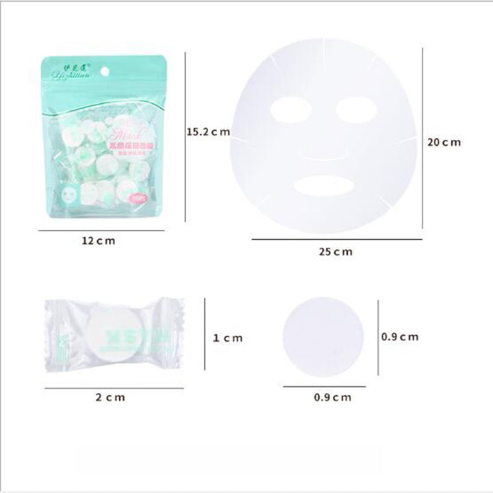 20pcs / Pack Compressed Paper Mask Disposable Cotton Skin Care Mask Facial Paper Mask For Women