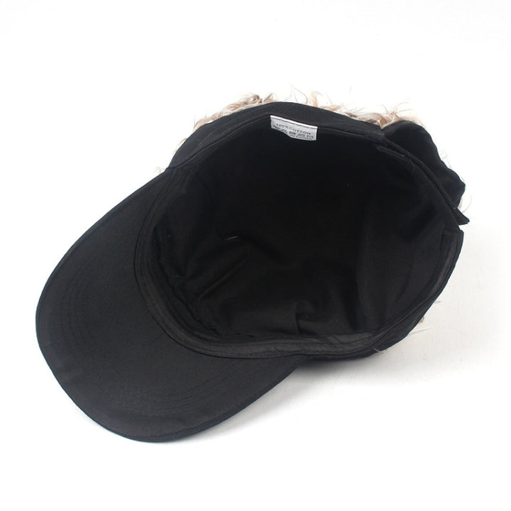 Unisex Fashion Outdoor Sunshade Baseball Cap with Wig, One Size