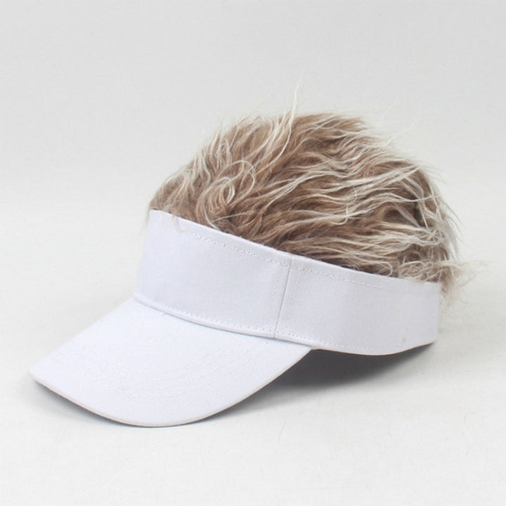 Unisex Fashion Outdoor Sunshade Baseball Cap with Wig, One Size