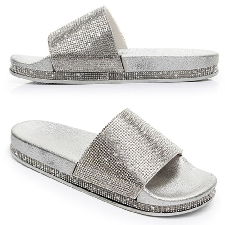 Rhinestone Women Slippers Bling Beach Slides, 36, 37, 38, 39, 40, 41