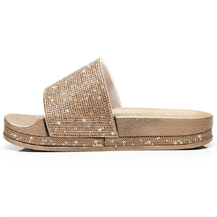 Rhinestone Women Slippers Bling Beach Slides, 36, 37, 38, 39, 40, 41