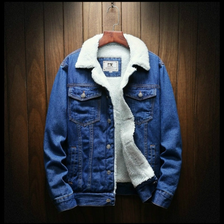 Men Winter Wool Liner Jean Jackets Outerwear Warm Denim Coats, S, M, L, XL, XXL, XXXL, XXXXL, XXXXXL, XXXXXXL