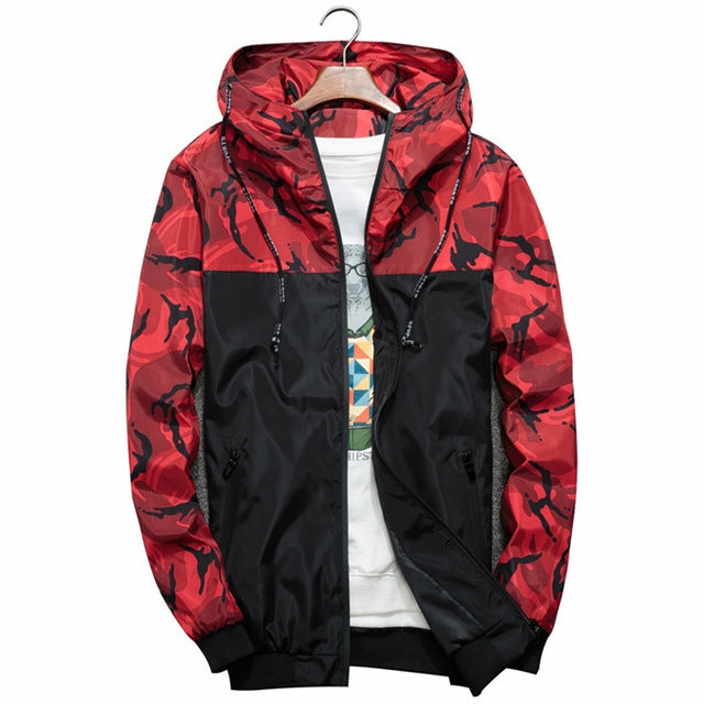 Men Bomber Jacket Thin Slim Long Sleeve Camouflage Military Jackets Hooded, M, L, XL, XXL, XXXL