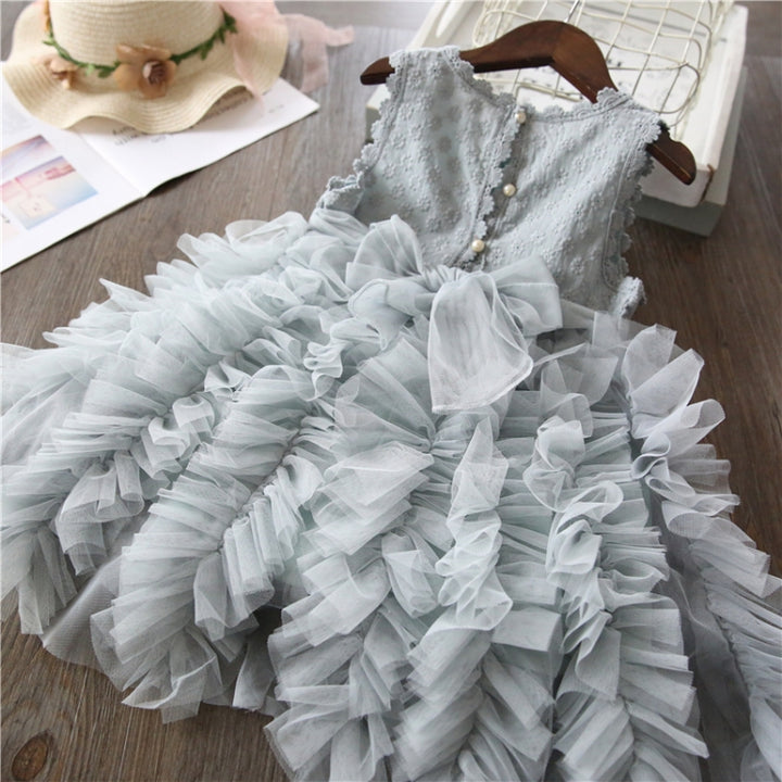 Summer Girls Sleeveless Tutu Lace Dress, 100cm, 110cm, 120cm, 130cm, 140cm