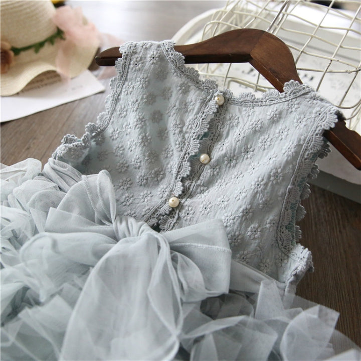 Summer Girls Sleeveless Tutu Lace Dress, 100cm, 110cm, 120cm, 130cm, 140cm