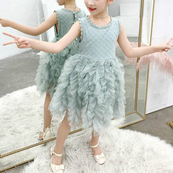 Summer Girls Sleeveless Tutu Lace Dress, 100cm, 110cm, 120cm, 130cm, 140cm