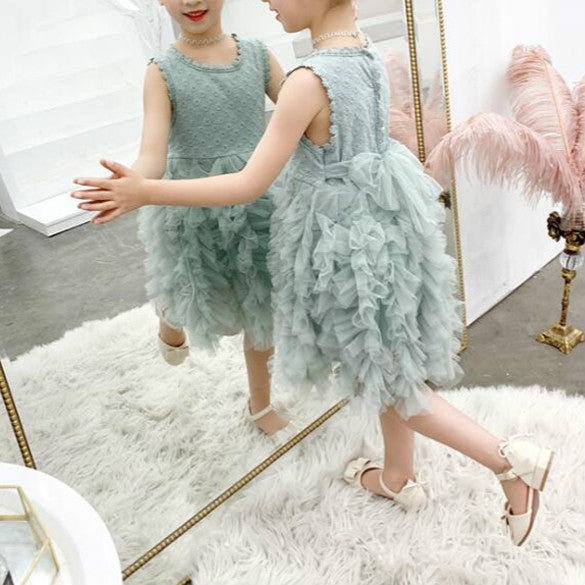 Summer Girls Sleeveless Tutu Lace Dress, 100cm, 110cm, 120cm, 130cm, 140cm