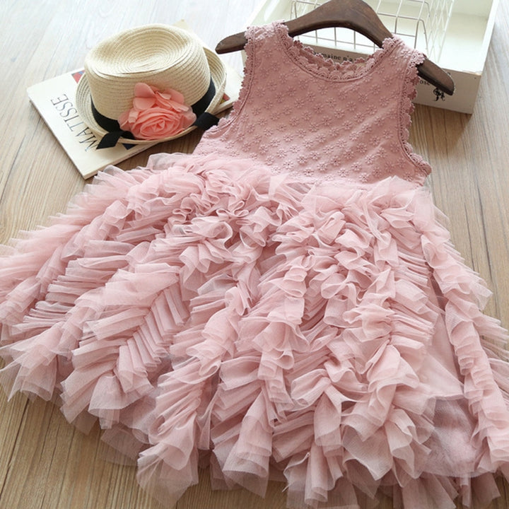 Summer Girls Sleeveless Tutu Lace Dress, 100cm, 110cm, 120cm, 130cm, 140cm