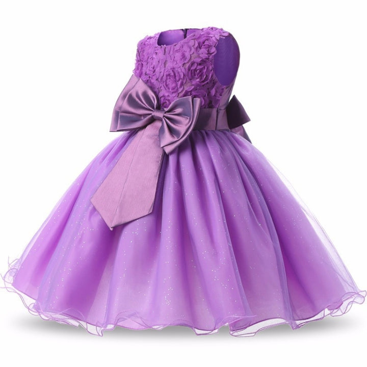 Girls Sleeveless Rose Flower Pattern Bow-knot Lace Dress Show Dress, Blue 90cm, Blue 100cm, Blue 110cm, Blue 120cm, Blue 130cm, Blue 140cm, Pink 130cm, Pink 140cm, Purple 100cm, Purple 110cm, Purple 120cm, Purple 140cm, Purple 90cm, Purple 130cm