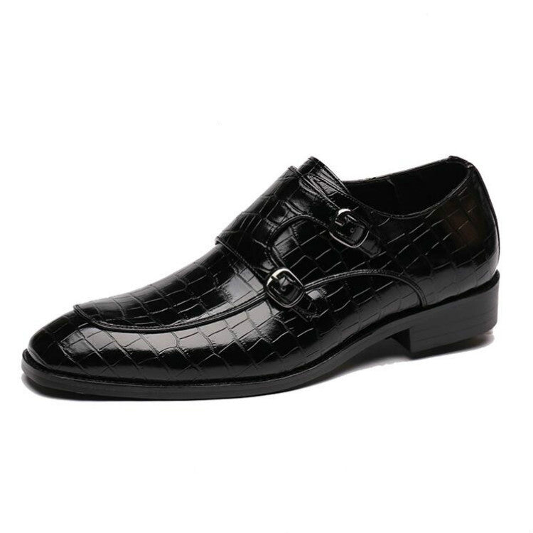 Crocodile Pattern Business Flat Bottom Leather Formal Shoes, 38, 39, 40, 41, 42, 43, 44, 45